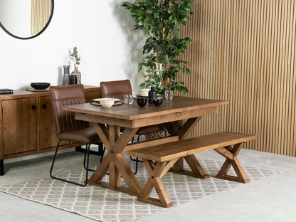 Table de salle à manger extensible Provence (140-180 cm) et chaise de salle à manger marron Grainger