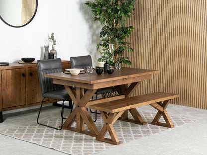 Table de salle à manger extensible Provence (140-180 cm) et chaise de salle à manger grise Grainger