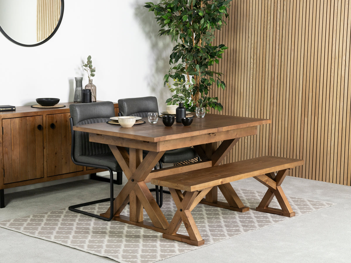 Table de salle à manger extensible Provence (140-180 cm) et chaise de salle à manger gris auburn