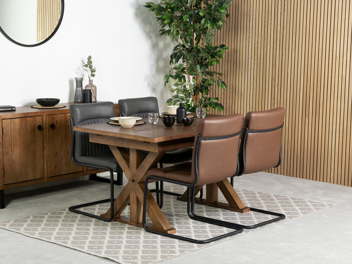 Table de salle à manger extensible Provence (140-180 cm) et chaise de salle à manger gris auburn