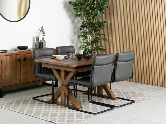 Table de salle à manger extensible Provence (140-180 cm) et chaise de salle à manger gris auburn