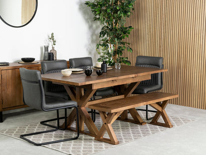 Table de salle à manger extensible Provence (140-180 cm) et chaise de salle à manger gris auburn