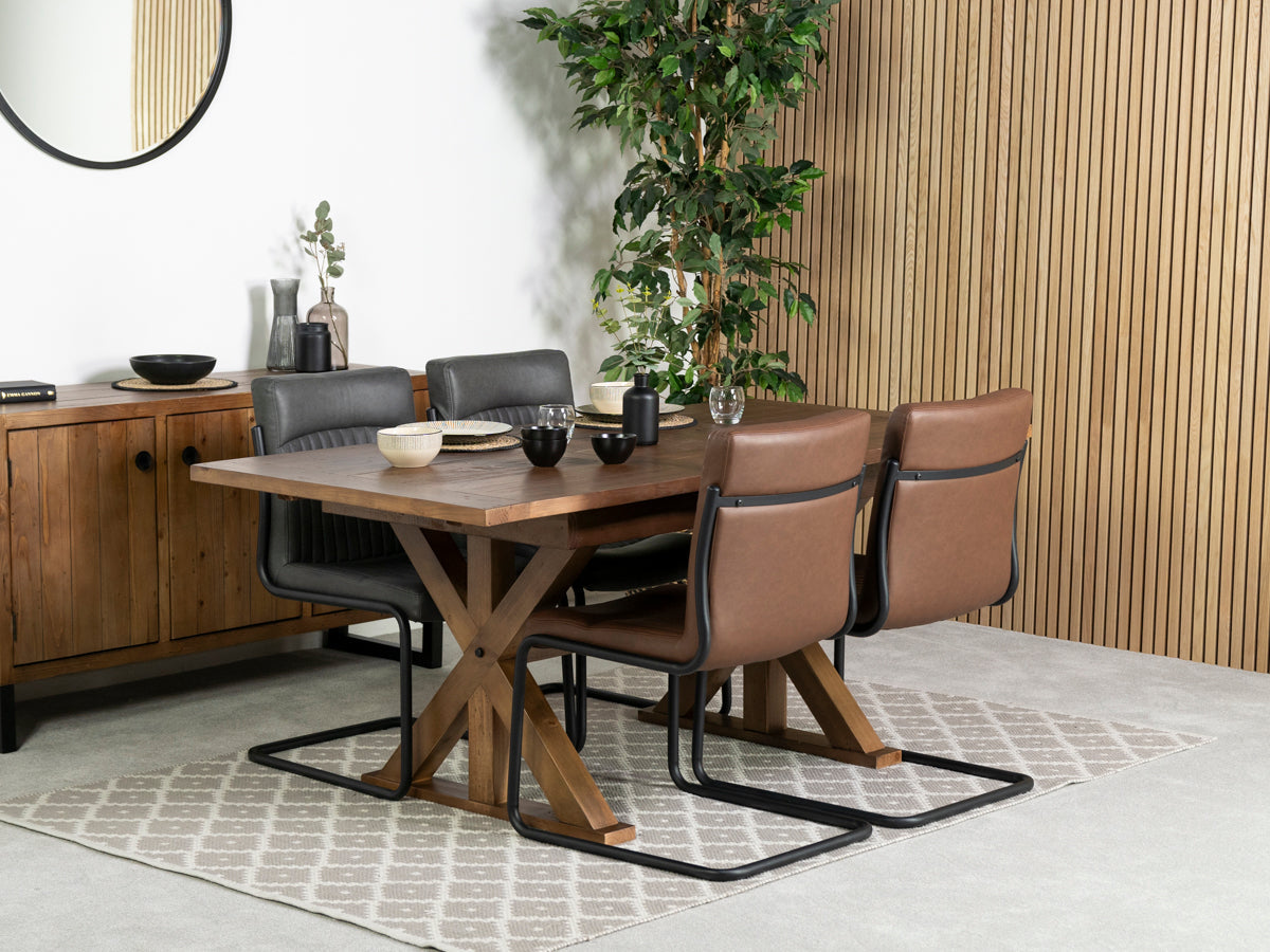 Table de salle à manger extensible Provence (140-180 cm) et chaise de salle à manger marron auburn