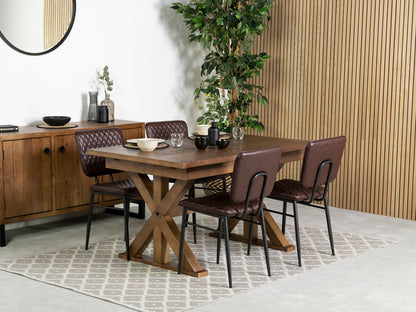 Table de salle à manger extensible Provence (140-180 cm) et chaise de salle à manger Houston marron