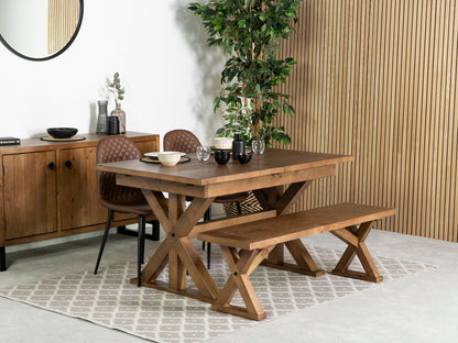 Table de salle à manger extensible Provence (140-180 cm) et chaise de salle à manger Dallas marron