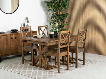 Table de salle à manger extensible Provence (140-180 cm) et chaise de salle à manger Brooklyn à dossier croisé