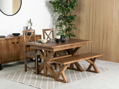 Table de salle à manger extensible Provence (140-180 cm) et chaise de salle à manger Brooklyn à dossier croisé