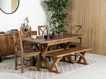 Table de salle à manger extensible Provence (140-180 cm) et chaise de salle à manger Brooklyn à dossier croisé