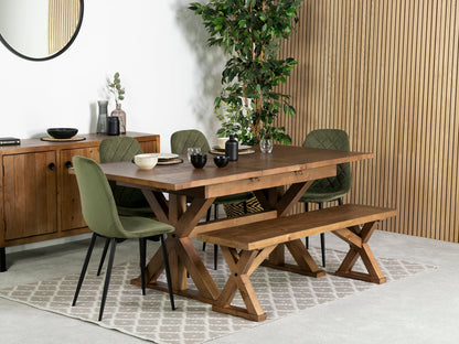 Table de salle à manger extensible Provence (140-180 cm) et chaise de salle à manger Alston