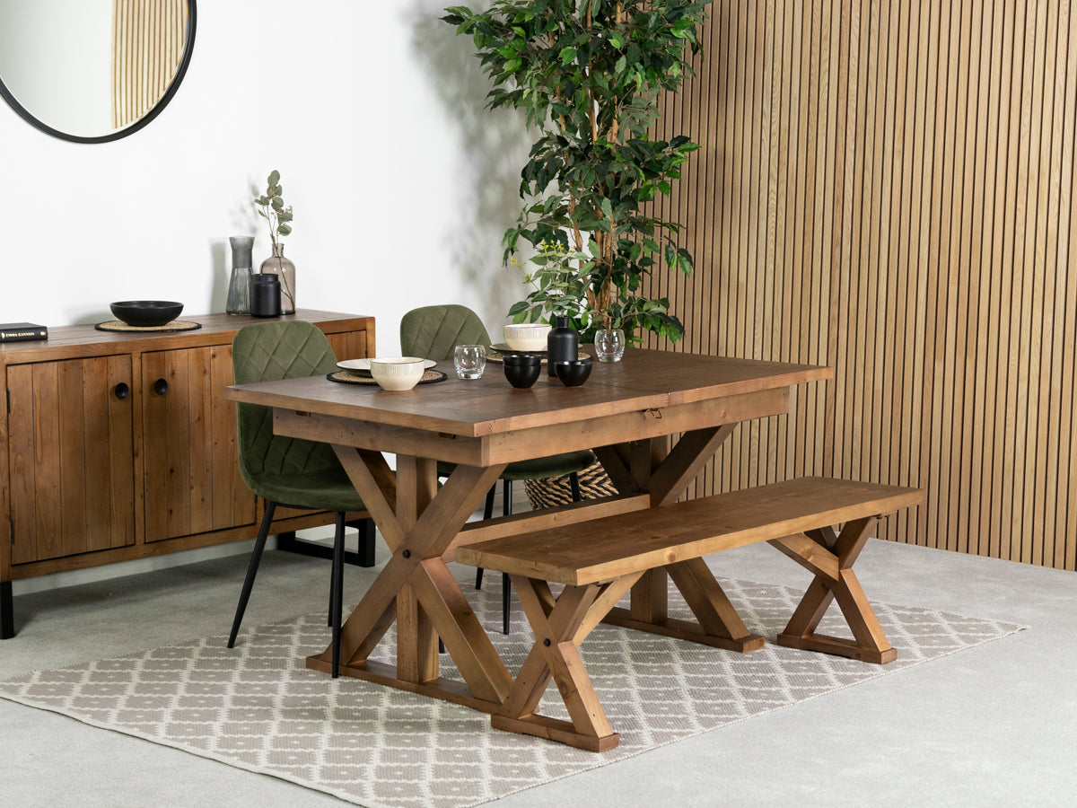 Table de salle à manger extensible Provence (140-180 cm) et chaise de salle à manger Alston