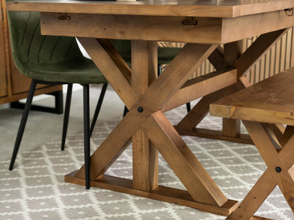 Table de salle à manger extensible Provence (140-180 cm) et chaise de salle à manger Dallas grise