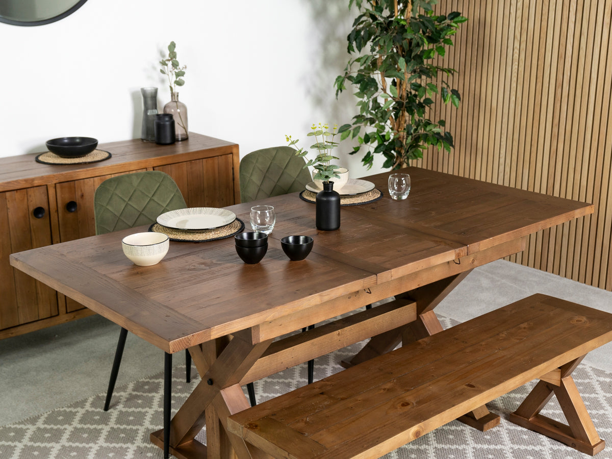 Table de salle à manger extensible Provence (140-180 cm) et chaise de salle à manger Alston