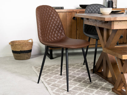 Table de salle à manger extensible Provence (140-180 cm) et chaise de salle à manger Dallas marron