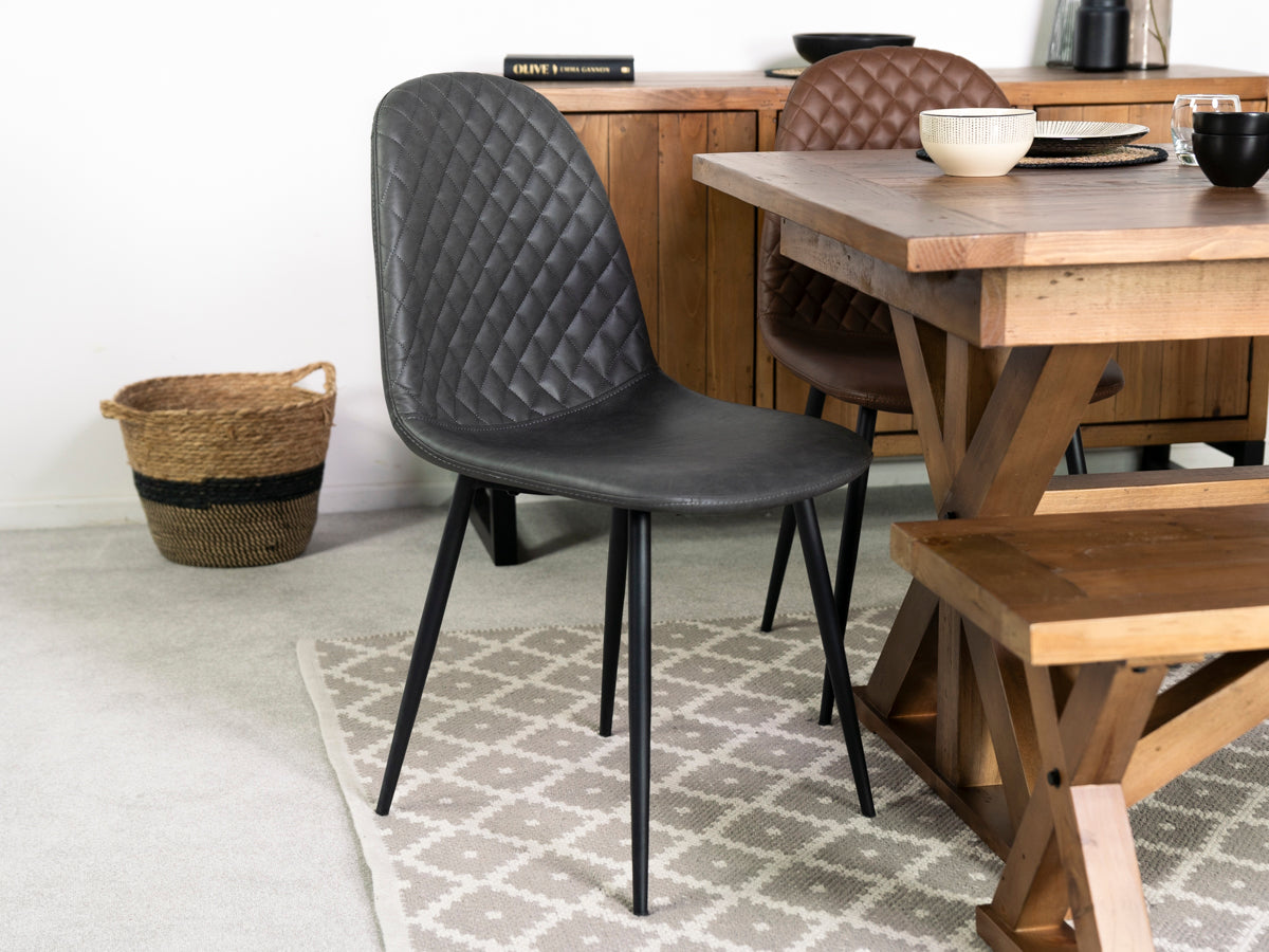 Table de salle à manger extensible Brooklyn Light (180 cm - 240 cm) et chaise de salle à manger Dallas grise