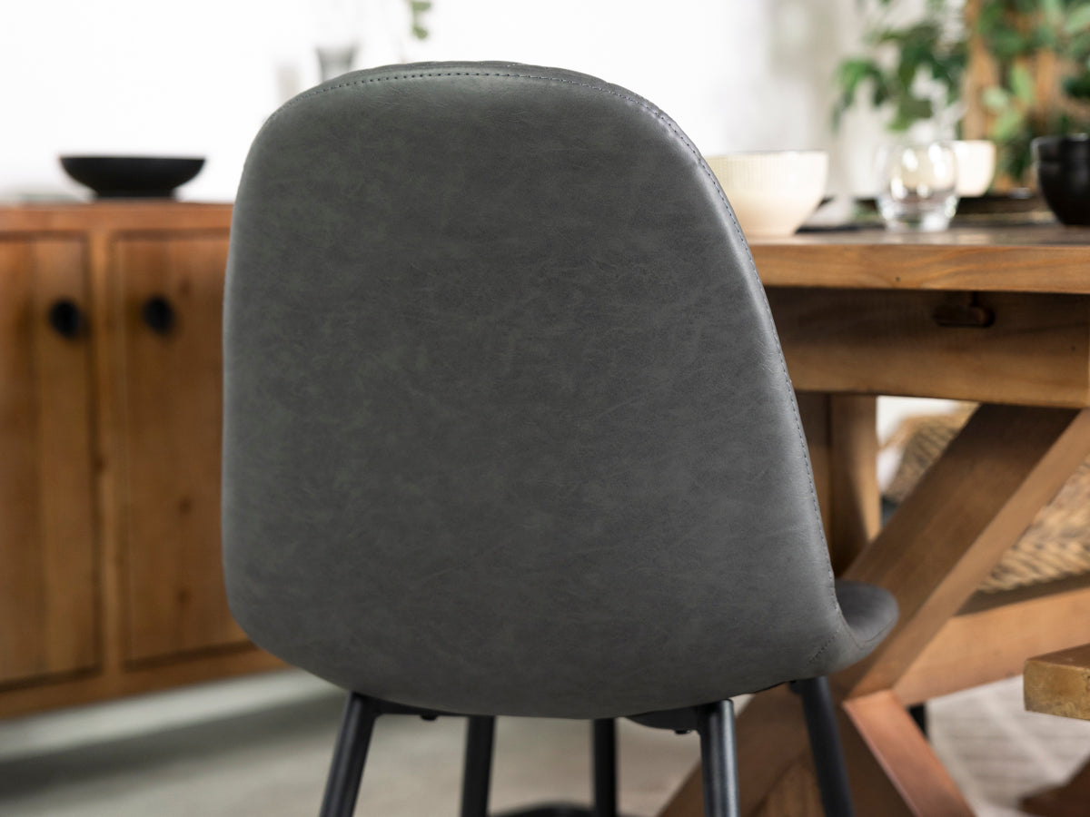 Table de salle à manger extensible Tulsa Dark (140 cm - 180 cm) et chaises de salle à manger grises Dallas