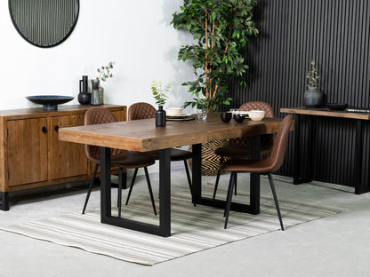 Table de salle à manger extensible Brooklyn (140 cm - 180 cm) et chaises de salle à manger Dallas marron