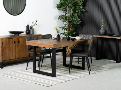 Table de salle à manger extensible Brooklyn (140 cm - 180 cm) et chaises de salle à manger grises Houston