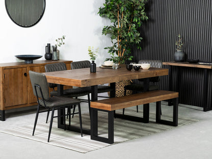 Table de salle à manger extensible Brooklyn (140 cm - 180 cm) et chaises de salle à manger grises Houston