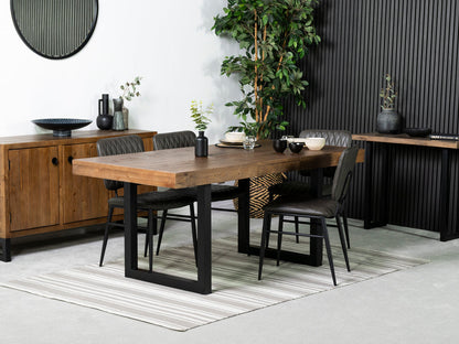 Table de salle à manger extensible Brooklyn (140 cm - 180 cm) et chaises de salle à manger grises Houston