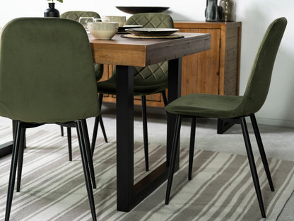 Table de salle à manger extensible Brooklyn (140 cm - 180 cm) et chaises de salle à manger noires Gabo