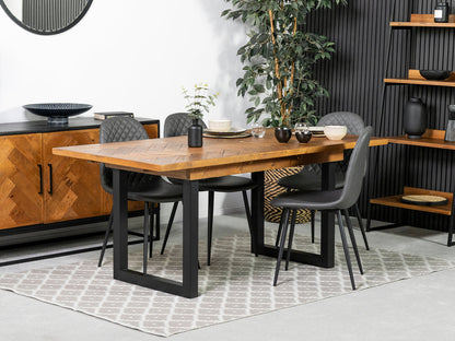 Table de salle à manger extensible Tulsa (140 cm - 180 cm) et chaises de salle à manger grises Dallas