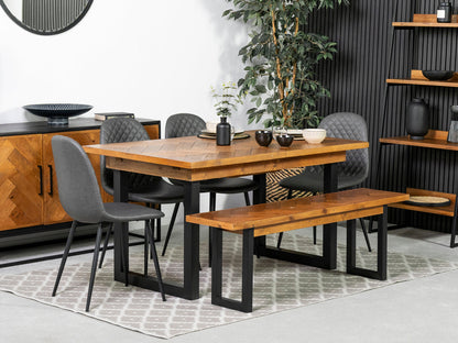 Table de salle à manger extensible Tulsa (140 cm - 180 cm) et chaises de salle à manger grises Dallas