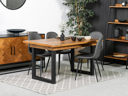 Table de salle à manger extensible Tulsa (140 cm - 180 cm) et chaises de salle à manger grises Dallas