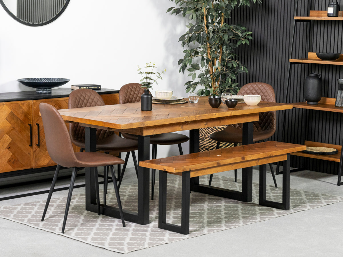 Table de salle à manger extensible Tulsa (140 cm - 180 cm) et chaises de salle à manger Dallas marron