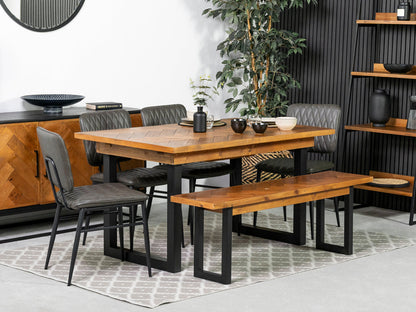 Table de salle à manger extensible Tulsa (140 cm - 180 cm) et chaises de salle à manger grises Houston