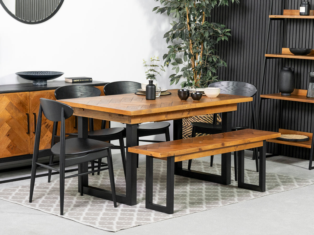 Table de salle à manger extensible Tulsa (140 cm - 180 cm) et chaises de salle à manger Gabo