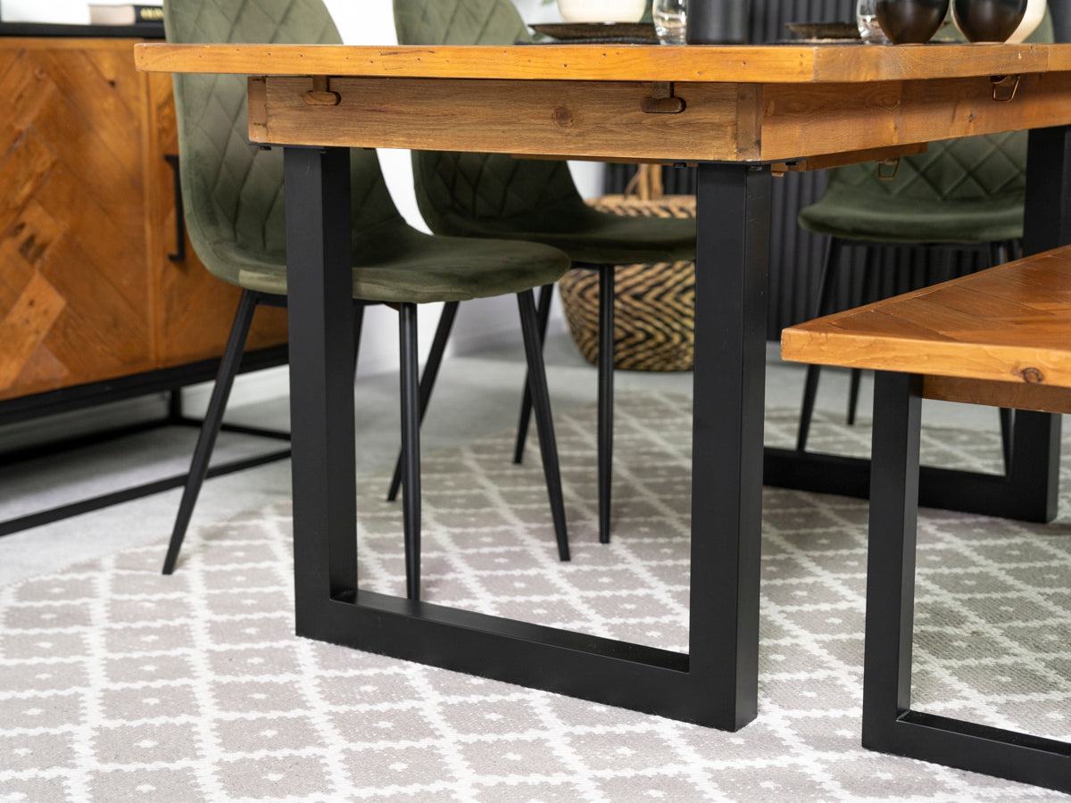 Table de salle à manger extensible Tulsa (140 cm - 180 cm) et chaises de salle à manger Dallas marron