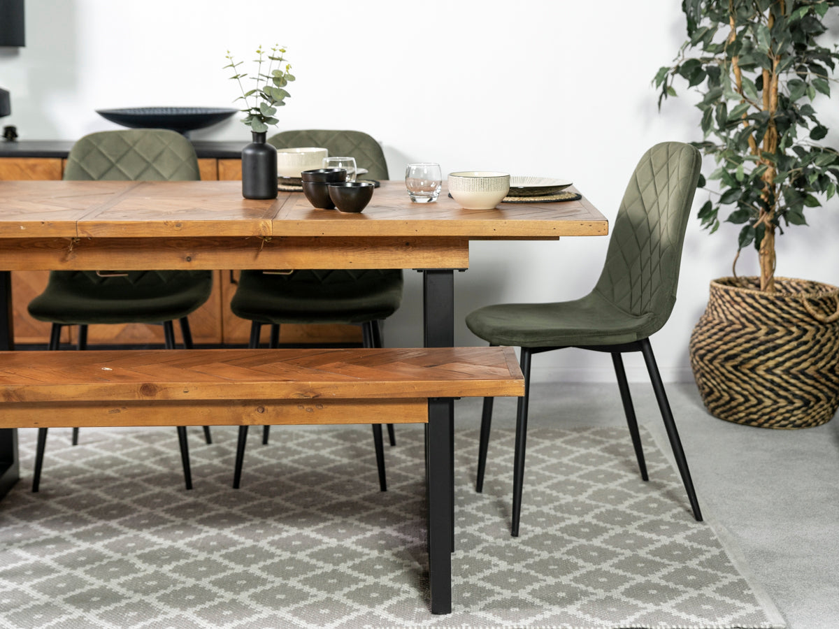 Table de salle à manger extensible Tulsa (140 cm - 180 cm) et chaises de salle à manger grises Dallas