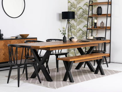 Table de salle à manger extensible Tulsa à pieds croisés (180 cm - 240 cm) et chaises de salle à manger Bogart