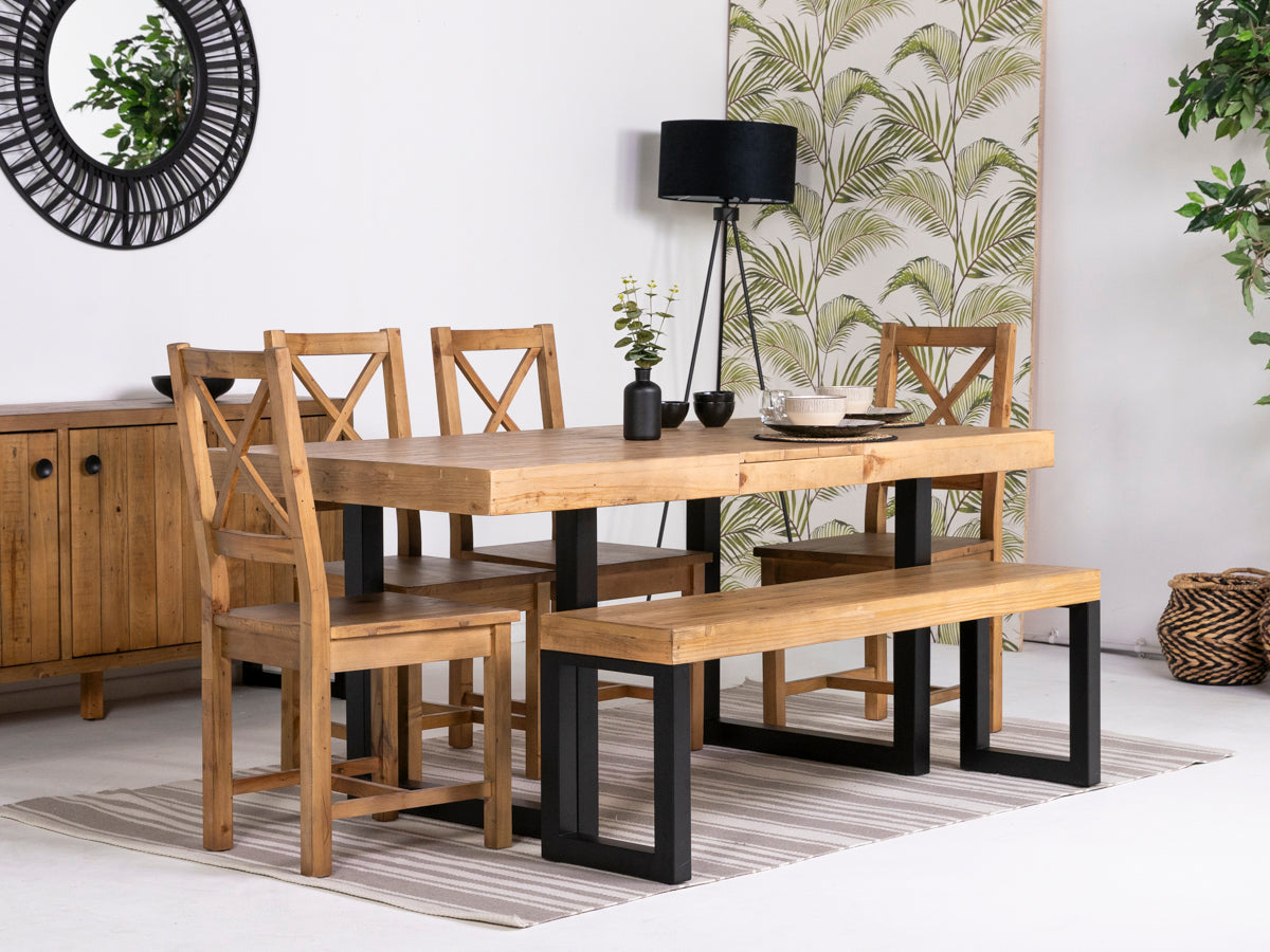 Table de salle à manger extensible Brooklyn Light (140 cm - 180 cm) et chaises de salle à manger Brooklyn Light