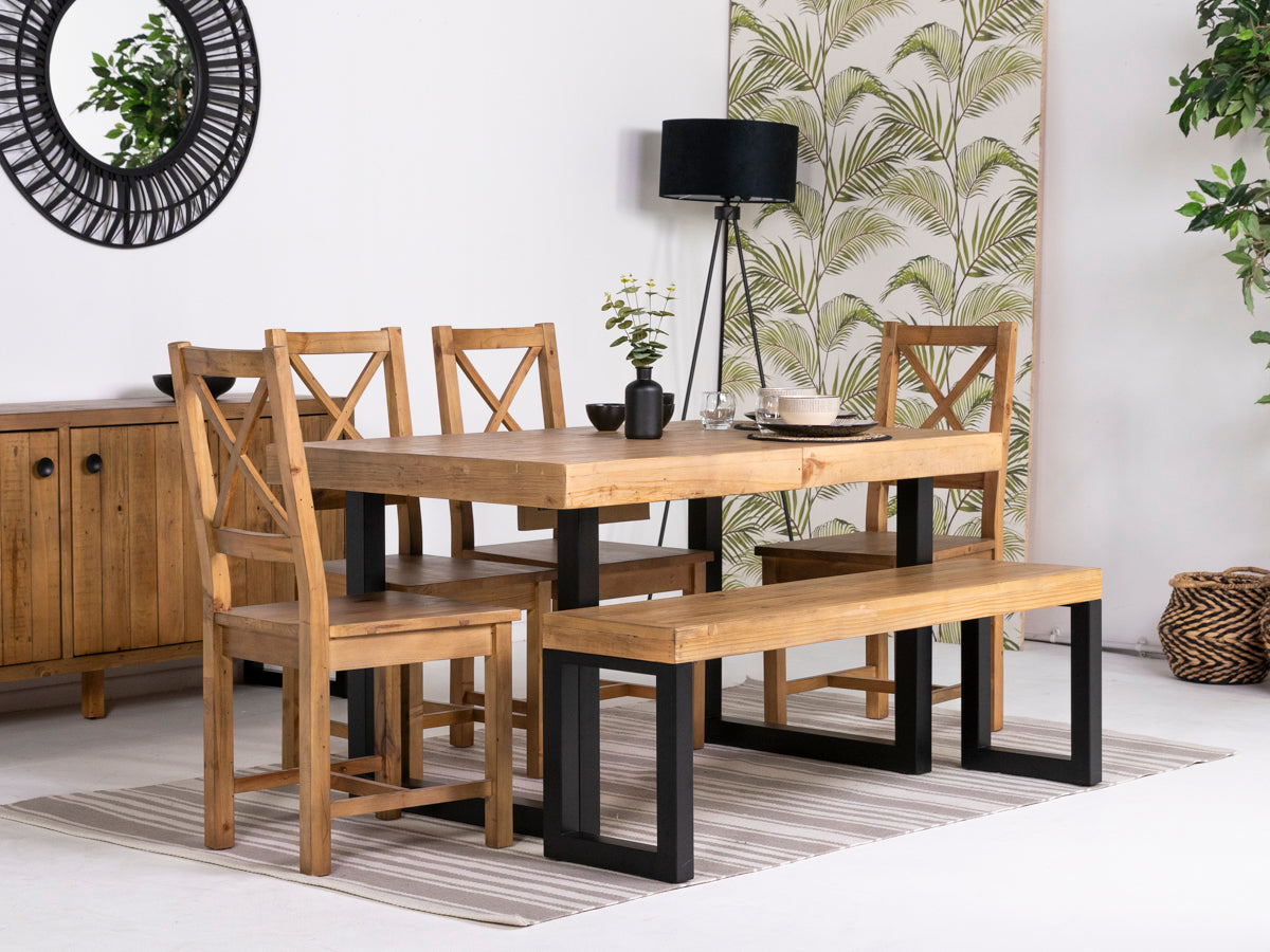 Table de salle à manger extensible Brooklyn Light (140 cm - 180 cm) et chaises de salle à manger Brooklyn Light