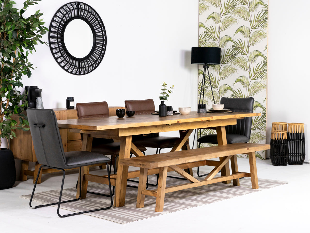 Table de salle à manger extensible Como (180 cm - 240 cm) et chaises de salle à manger grises Grainger