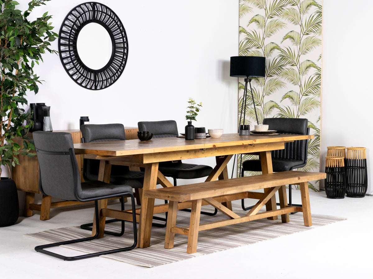 Table de salle à manger extensible Como (140 cm - 180 cm) et chaises de salle à manger gris anthracite