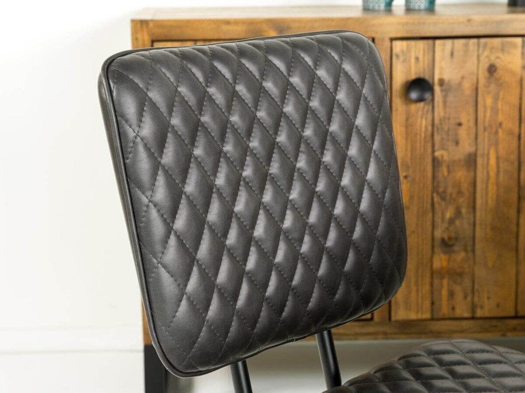 Table de salle à manger fixe Tulsa Dark 180 cm et chaise Houston grise