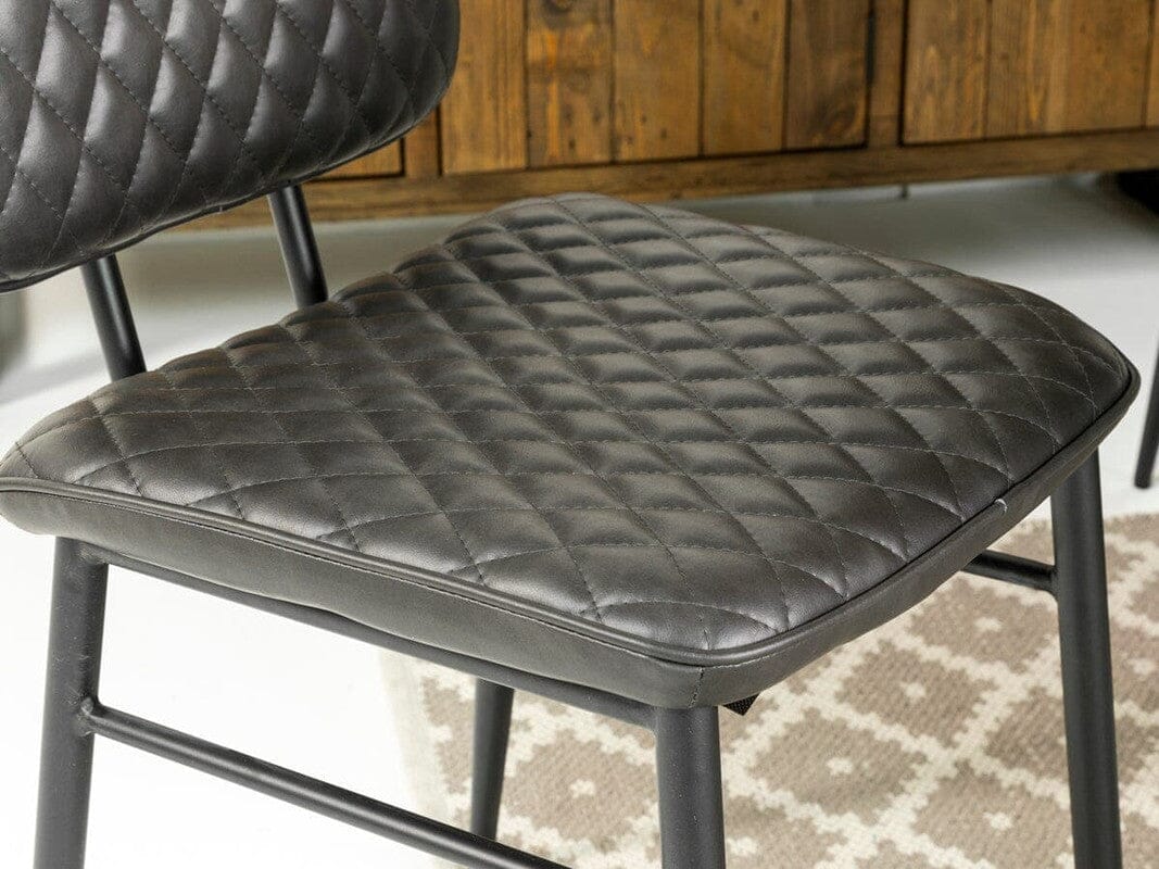 Table de salle à manger extensible Tulsa à pieds croisés foncés (140 cm - 180 cm) et chaises de salle à manger grises Houston