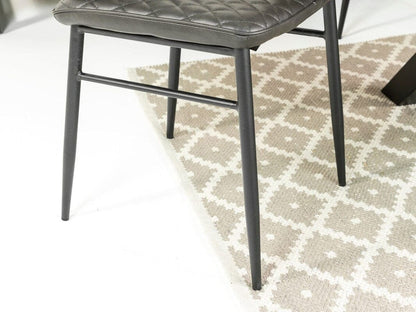 Table de salle à manger extensible Brooklyn à pieds croisés (140 cm - 180 cm) et chaises de salle à manger grises Houston