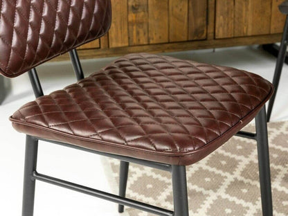 Table de salle à manger fixe Tulsa Dark 135 cm et chaise de salle à manger Houston marron