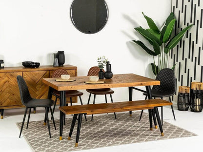 Table de salle à manger à plateau fixe Mode (160 cm) et chaises de salle à manger grises Dallas