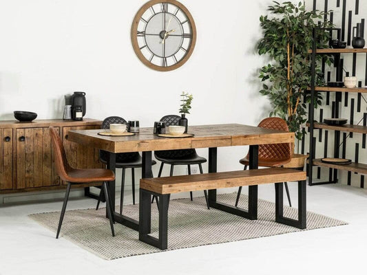 Table de salle à manger extensible Brooklyn (180 cm - 240 cm) et chaises de salle à manger grises Dallas