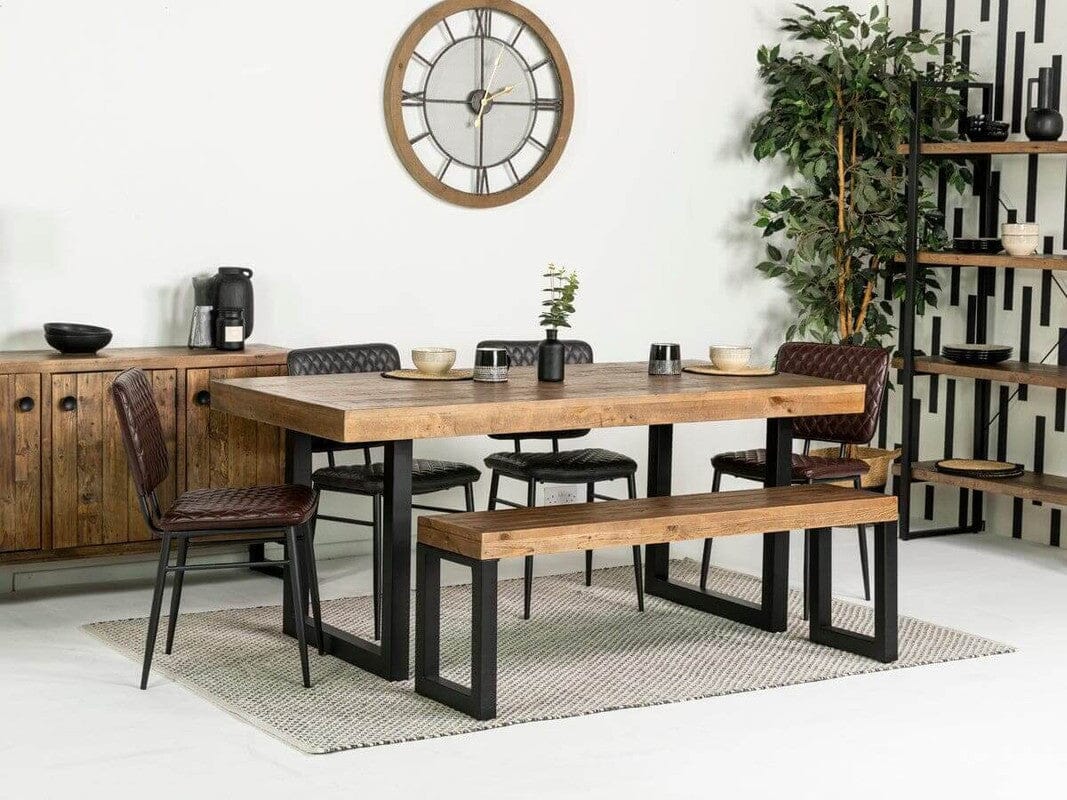 Table de salle à manger fixe Brooklyn et chaises de salle à manger marron Houston