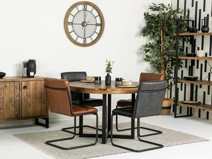 Table de salle à manger ronde Brooklyn et chaises de salle à manger grises auburn