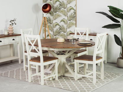 Table de salle à manger ronde extensible Devon (120 cm - 160 cm)