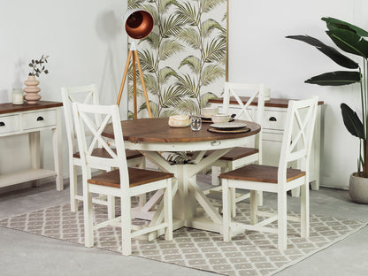 Table de salle à manger ronde extensible Devon (120 cm - 160 cm)