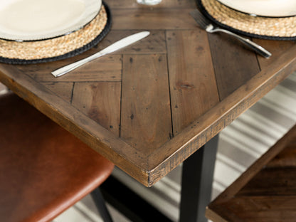 Table de salle à manger extensible Tulsa Dark (140 cm - 180 cm) et chaises de salle à manger Dallas couleur fauve