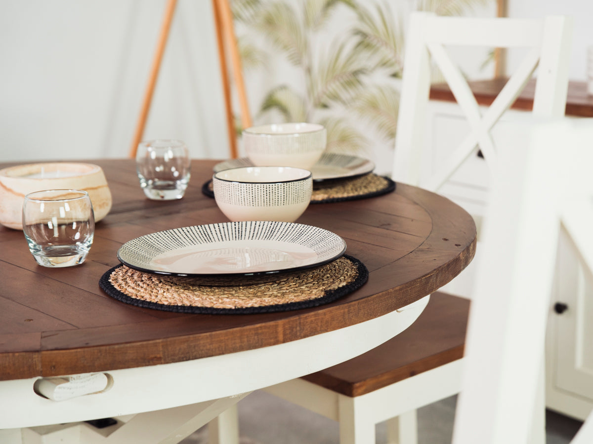 Table de salle à manger ronde extensible Devon (120 cm - 160 cm)