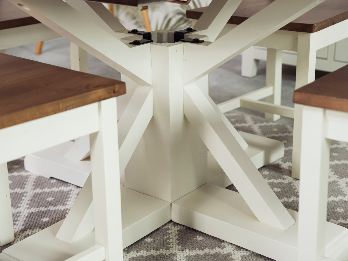 Table de salle à manger ronde extensible Devon (120 cm - 160 cm)